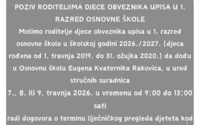 Predbilježbe za upis u 1. razred