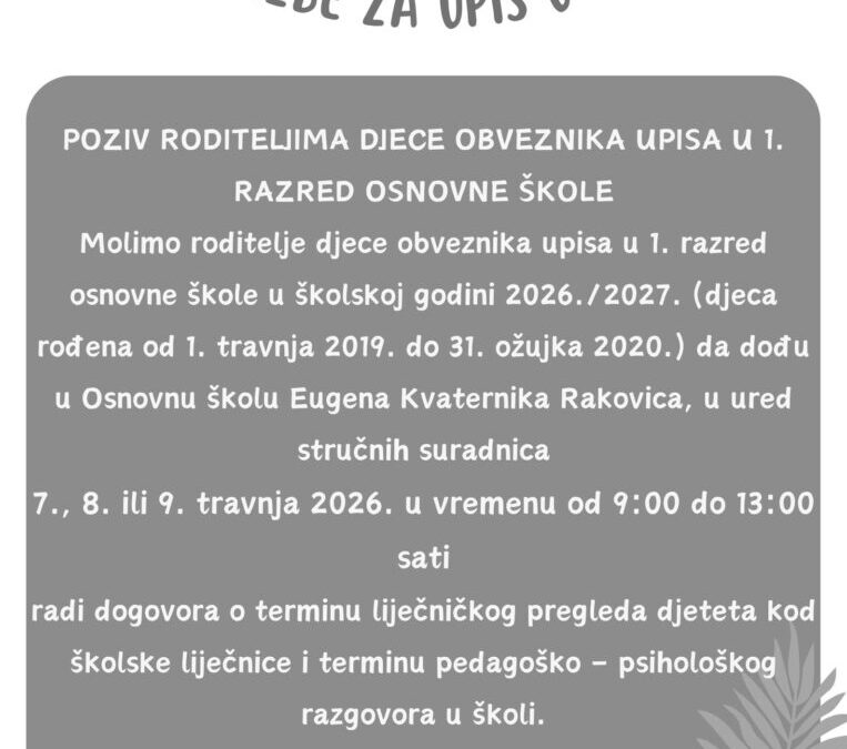 Predbilježbe za upis u 1. razred
